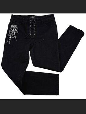 Dolls kill Widow Spider Web Lace Up Black Jeans Size XXL